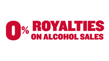 0% royalties on alcohol sales