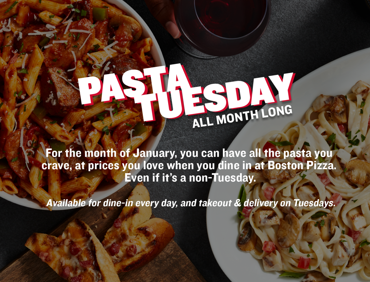 Pasta Tuesday All Month Long